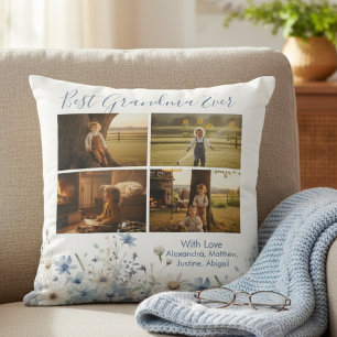 Coussin Collage de photos de grand-mère florale – Cadeau p