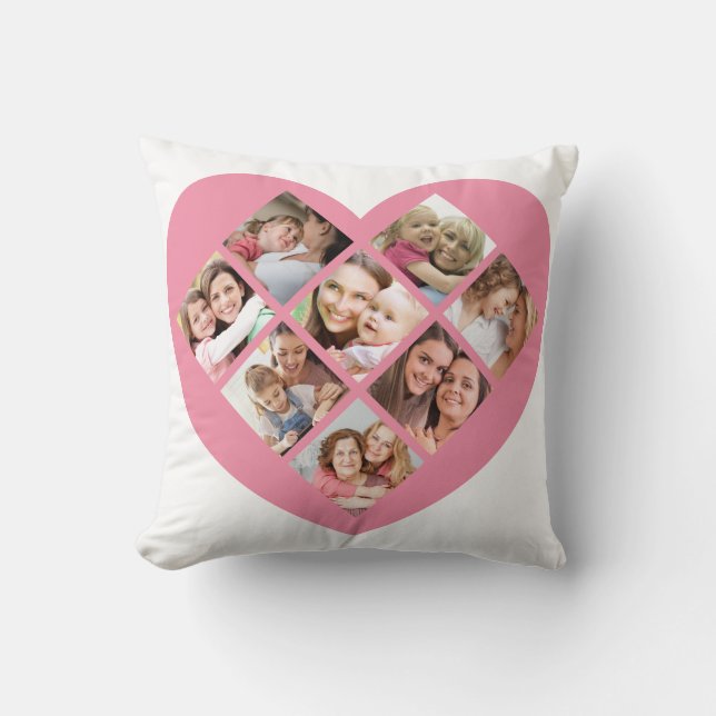 Coussin Collage de photos de la fête des mères. (Recto)
