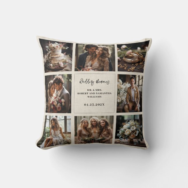 Coussin Collage de photos de mariage personnalisées (Recto)