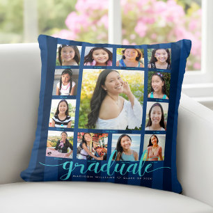 Coussin Collage de photos de remise de diplômes Navy K-12