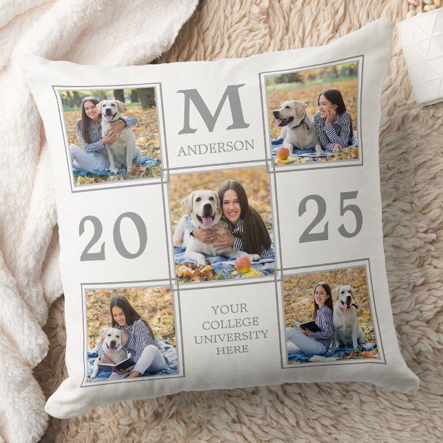 Coussin Collage de photos des diplômés Monogram Keepsaké (Créateur téléchargé)