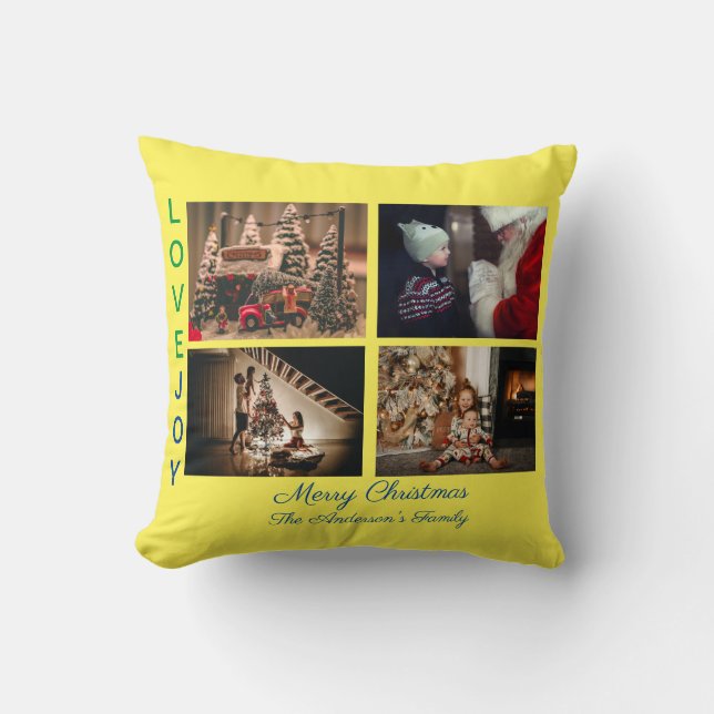 Coussin Collage de photos familiales Quatre photos Joyeux  (Recto)