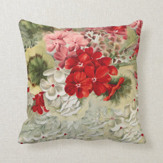 Coussin Collage floral rouge ivoire rose vintage de Shabby