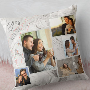 Coussin Collage gris de photo du marbre 5 - la vie