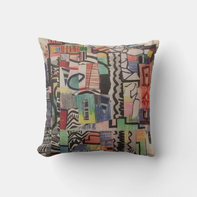 Coussin Collage multicolore Abstrait (Recto)