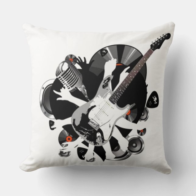 Coussin Collage Musical Amateurs de musique lancer oreille (Recto)