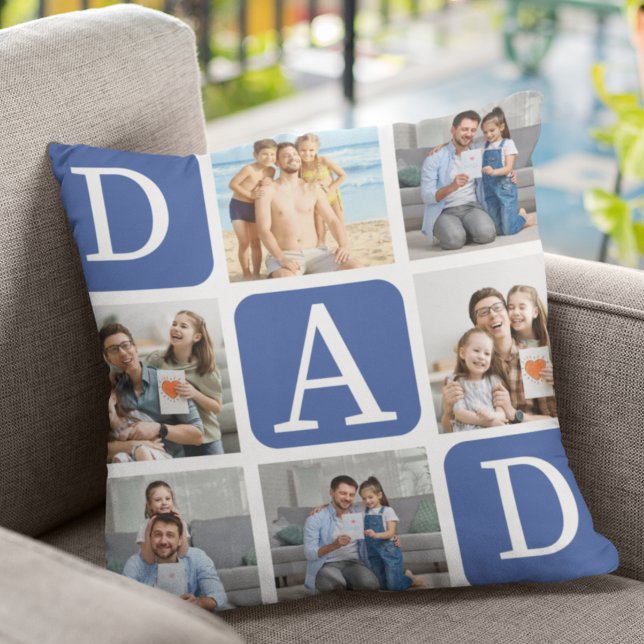Coussin Collage of photos of children, Gift for Dad (Créateur téléchargé)