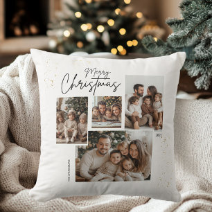 Coussin "Collage personnalisé de quatre photos de Noël Joy