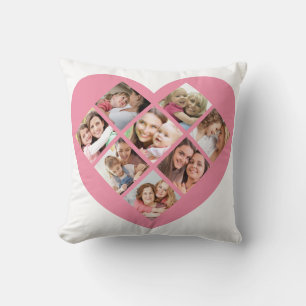 Coussin Collage photo d'amour pour la fête des mères.