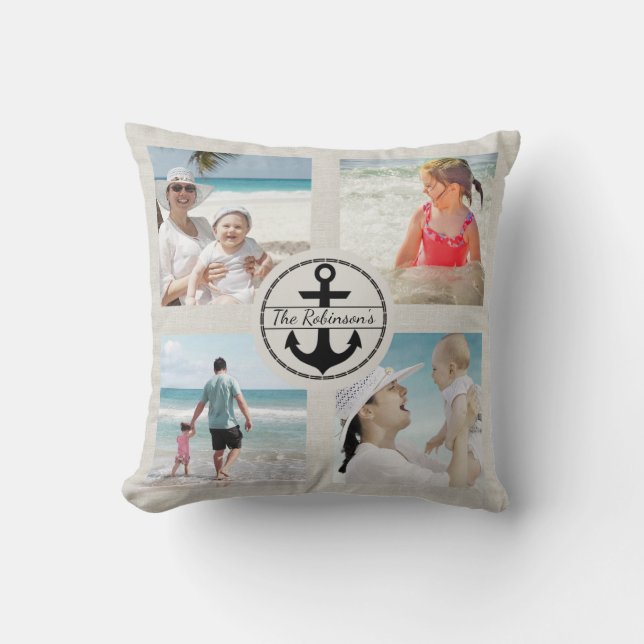 Coussin Collage photo d'Ancre personnalisée (Recto)