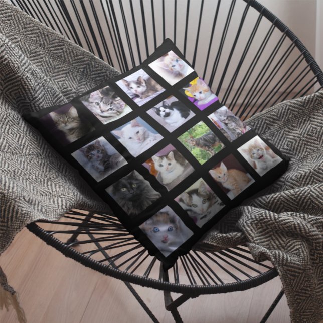 Coussin Collage photo de 16 Carrés (Photo Collage Throw Pillow)