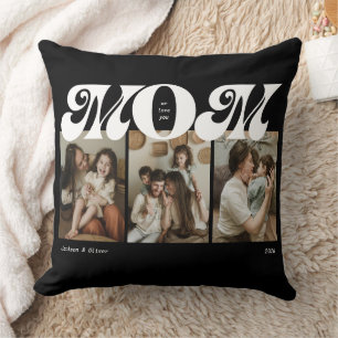 Coussin Collage photo de 3 photos rétro en noir et blanc p