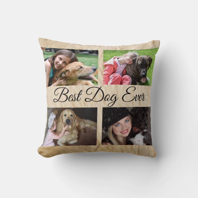Coussin Collage photo de 4 chiens sur mesure (Recto)