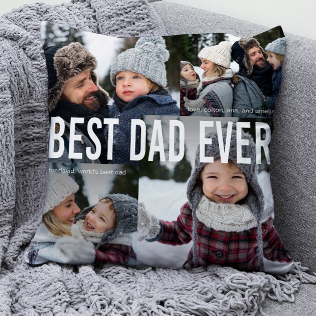 Coussin Collage photo de Best Dad Ever (Créateur téléchargé)