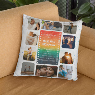 Coussin Collage photo de coucher de soleil M. et Mme 5e an