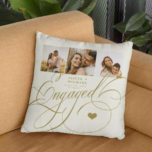 Coussin Collage photo de couple fiancé personnalisé