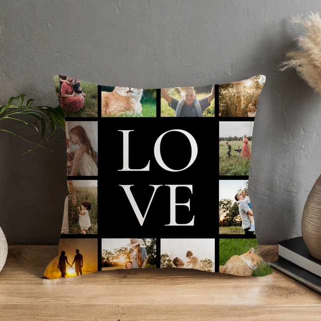 Coussin Collage photo de famille d'amour personnalisé (Créateur téléchargé)