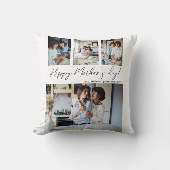 Coussin Collage photo de la fête des mères (Recto)