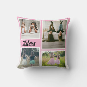 Coussin Collage photo de sœurs. Le meilleur type de thérap