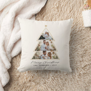 Coussin Collage photo d'un arbre de Noël minimaliste moder