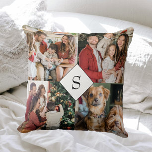 Coussin Collage photo familial Modern Monogram 5
