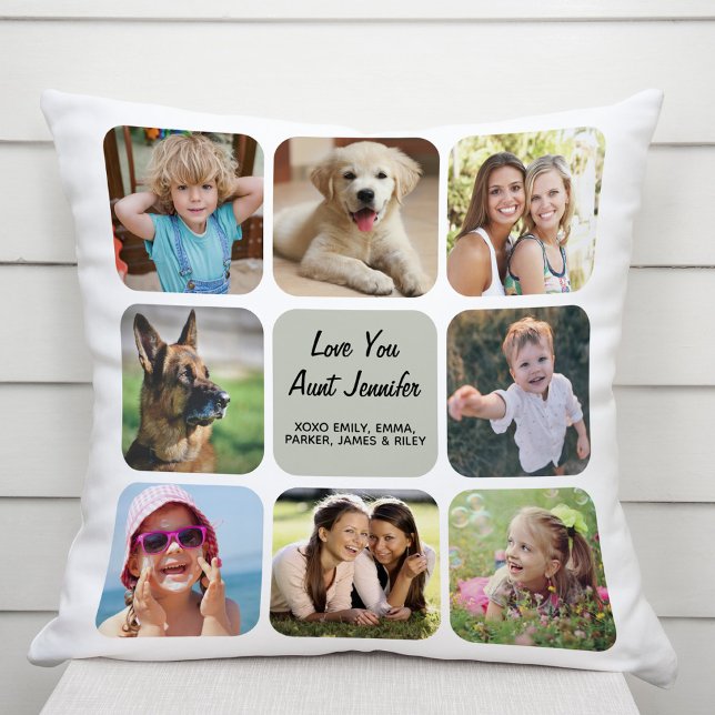Coussin Collage photo Love You Tante (Créateur téléchargé)