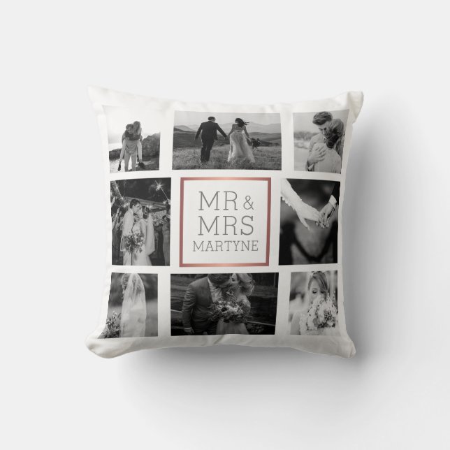 Coussin Collage photo mariage M. & Mme Keepsaké (Recto)