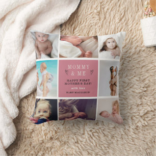 Coussin Collage photo mignonne Mommy & Me - 1ère fête des