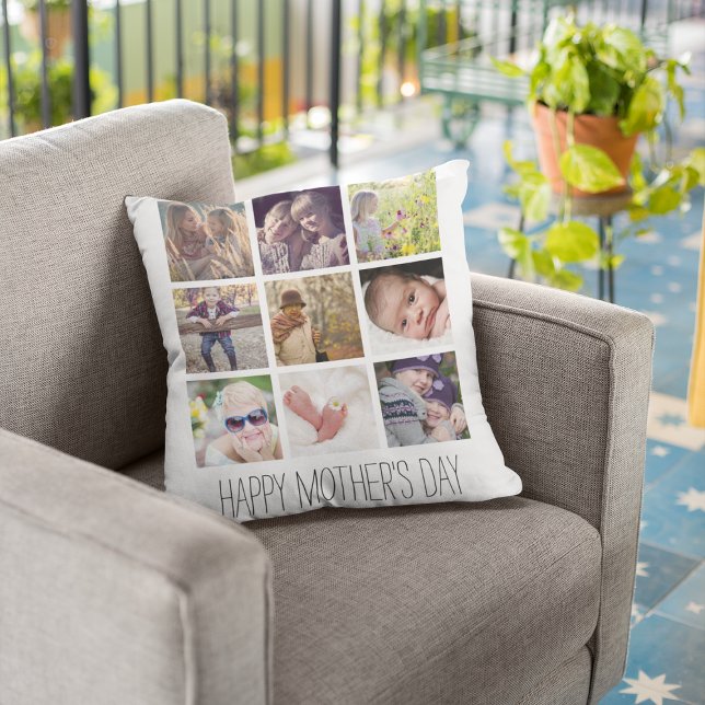 Coussin Collage photo moderne | Bonne fête des mères (Créateur téléchargé)
