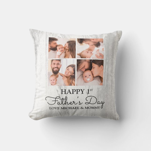 Coussin Collage photo moderne mignonne Happy First Fête de (Recto)