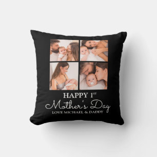 Coussin Collage photo personnalisable de la première mère