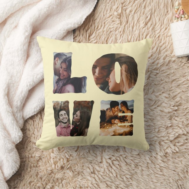 Coussin Collage photo personnalisé AMOUR I Saint-Valentin (Couverture)