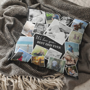Coussin Collage photo personnalisé de 17 photos de Papa po