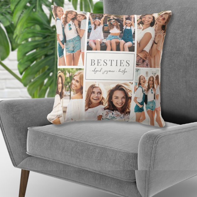 Coussin Collage photo personnalisé du meilleur ami BFF (Custom Best Friend BFF Photo Collage Throw Pillow )