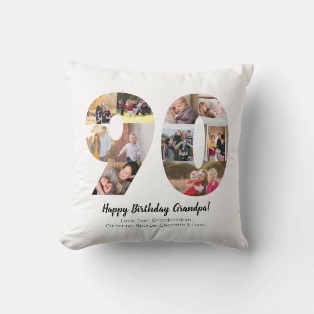 Coussin Collage photo personnalisé simple numéro 90ème voe (Recto)