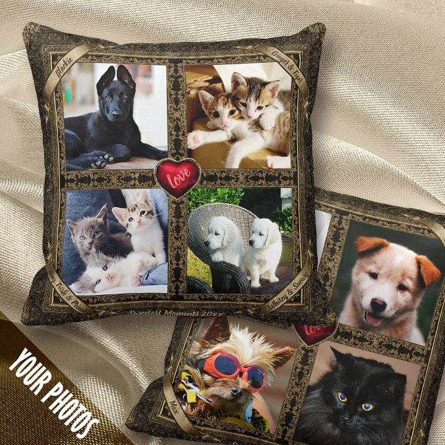 Coussin Collage photo pour animaux de compagnie 4+4, Vinta (Créateur téléchargé)