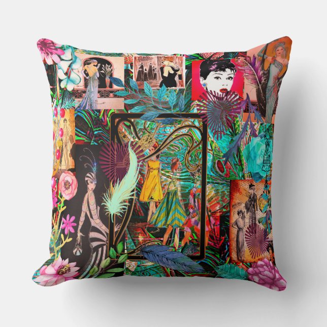 Coussin Collage Retro Fashion Show (Recto)
