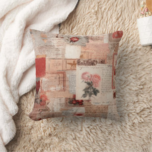 Coussin Collage Romantique Vintage Rose (2)