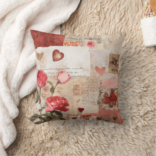 Coussin Collage Romantique Vintage Rose (3)