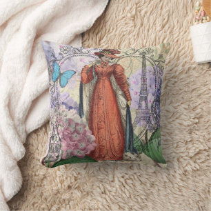 Coussin Collage Tour Eiffel Paris vintage romantique franç