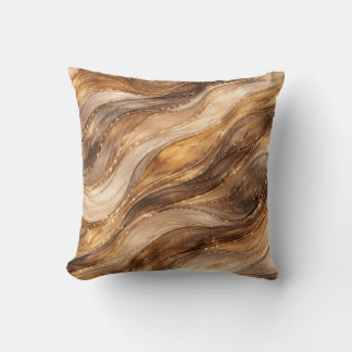 Coussin Collants à motif abstrait de vagues de cuivre doré