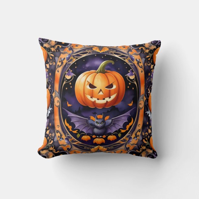 Coussin Collection Citrouille tendance Halloween d'automne (Recto)