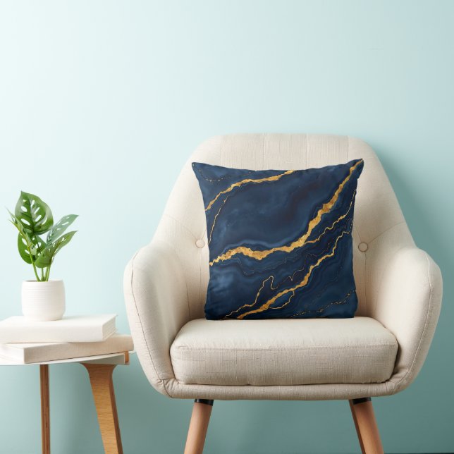 Coussin Collection de marbre bleu bleu marine (Chaise)