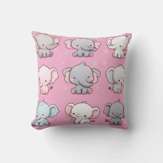 Coussin Collection de motifs d'éléphants adorables pour un
