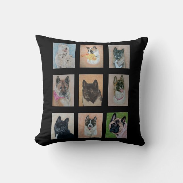 Coussin collection de peintures de portrait de chien (Recto)