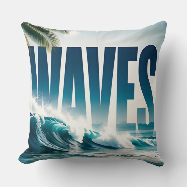Coussin Collection graphique éditorial de luxe côtier Wave (Recto)