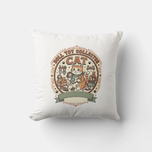 Coussin Collectionneuse de poupées Chat Collectionneuse de (Recto)