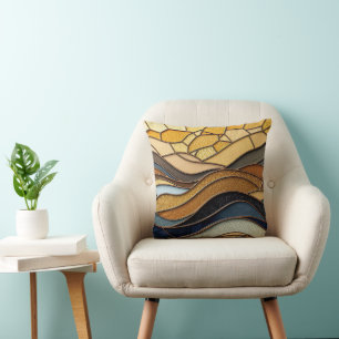 Coussin Collines de désert Sable Or Mosaïque Beaux-Arts