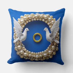 Coussin Colombes de mariage oiseaux de l'amour romantiques