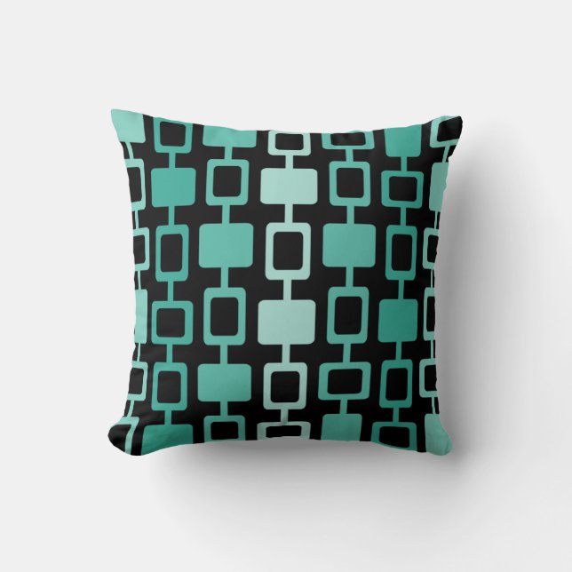 Coussin Colonnes Carrés modernes du milieu du siècle Noir  (Recto)